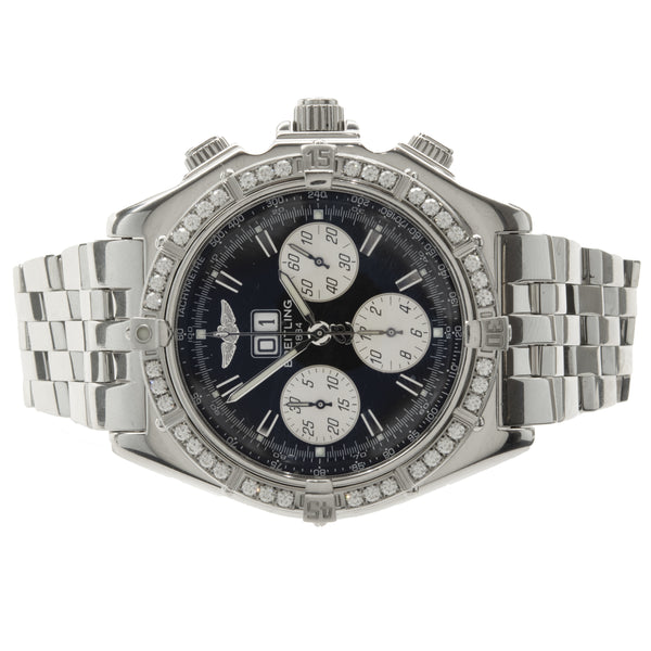 Breitling Stainless Steel Crosswind with Custom Set Diamond Bezel