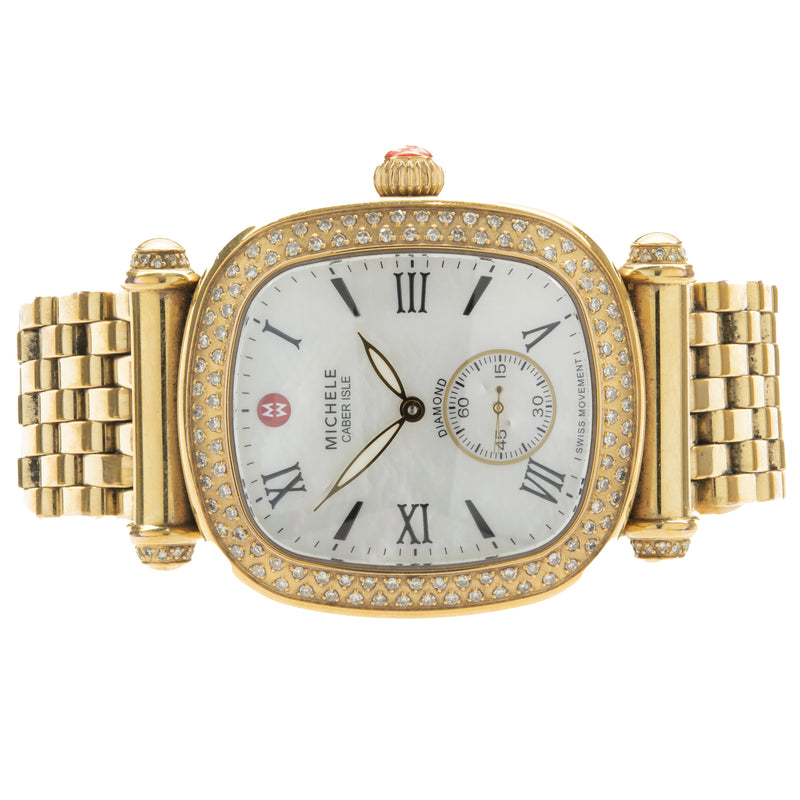 Michele Stainless Steel Gold Plated Diamond Caber Isle