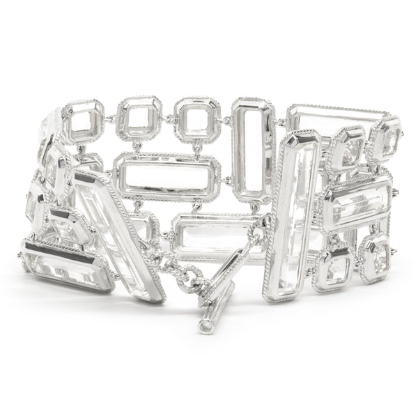 Sterling Silver Wide Crystal Bracelet