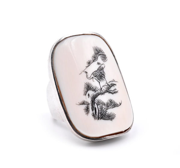 Sterling Silver Vintage MahJong Ring