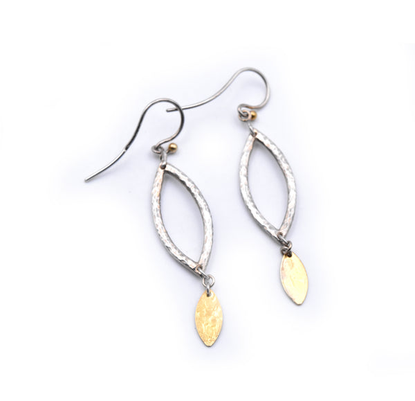 Sterling Silver and 18k Yellow Gold Dangle Earrings