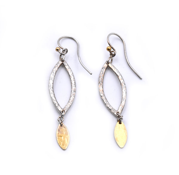 Sterling Silver and 18k Yellow Gold Dangle Earrings