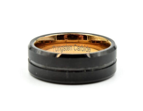 Black Tungsten Carbide Smooth Rose Mens Band Size 9