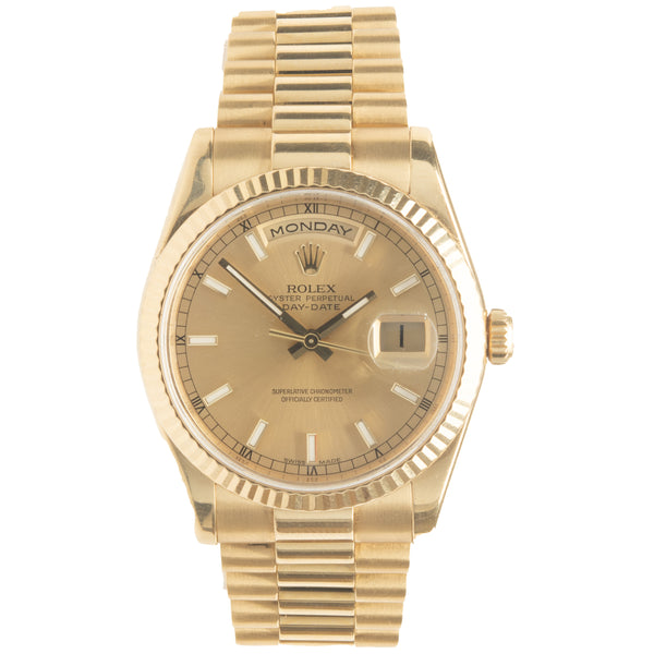 Rolex 18 Karat Yellow Gold Day-Date President 36mm New Style