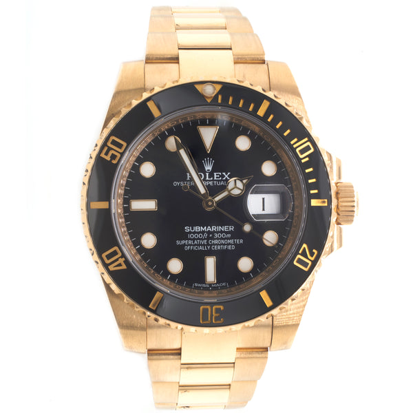 Rolex 18 Karat Yellow Gold Submariner Black/Black