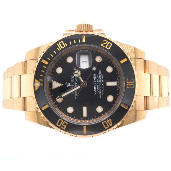 Rolex 18 Karat Yellow Gold Submariner Black/Black