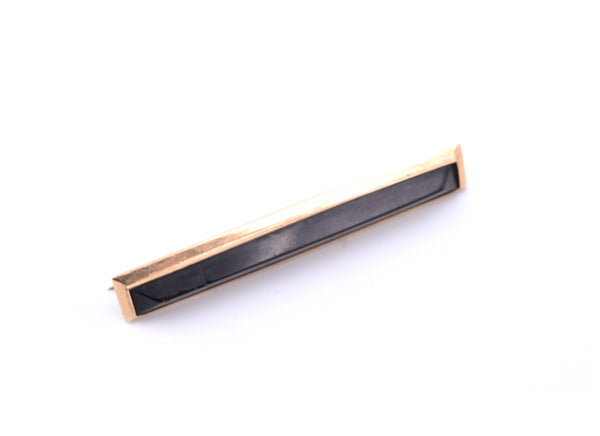 14k Yellow Gold Black Onyx Bar Pin